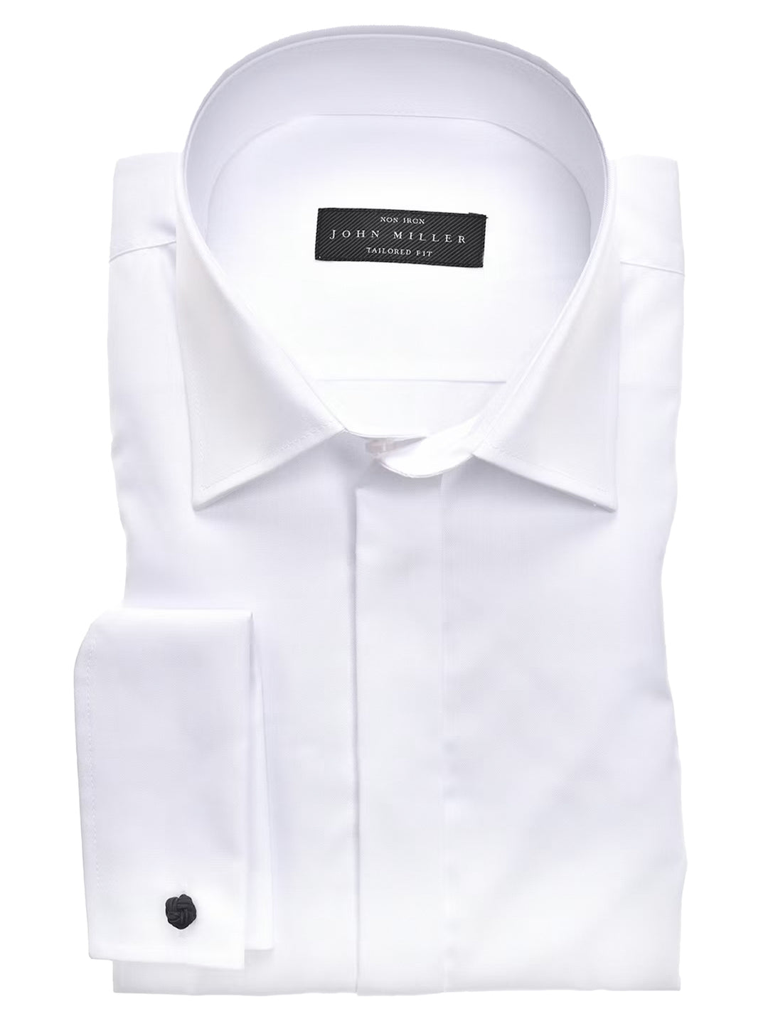 John Miller Tailored Fit shirt met blinde sluiting-100% katoen-HEREN GELEGENHEIDSKLEDING-Wit