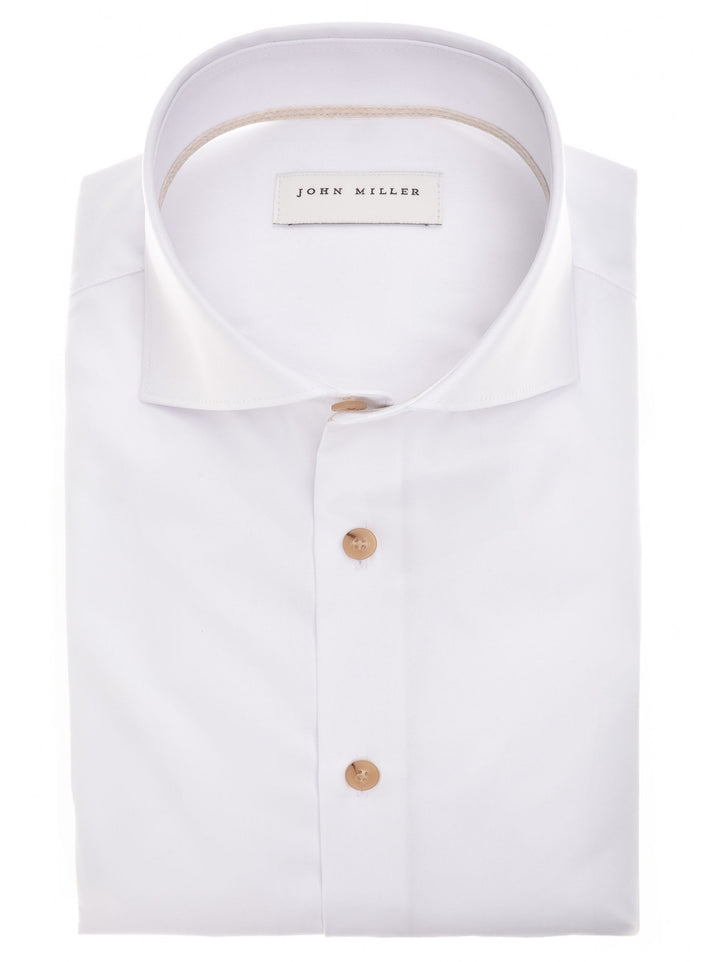 John Miller Tailored fit – Wit-100% katoen-HEREN SHIRTS-Wit