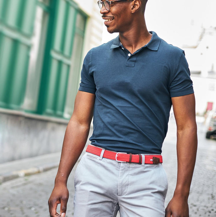 La Boucle riem BRUSSELS-Vegan leder-HEREN SCHOENEN & RIEMEN-Rood