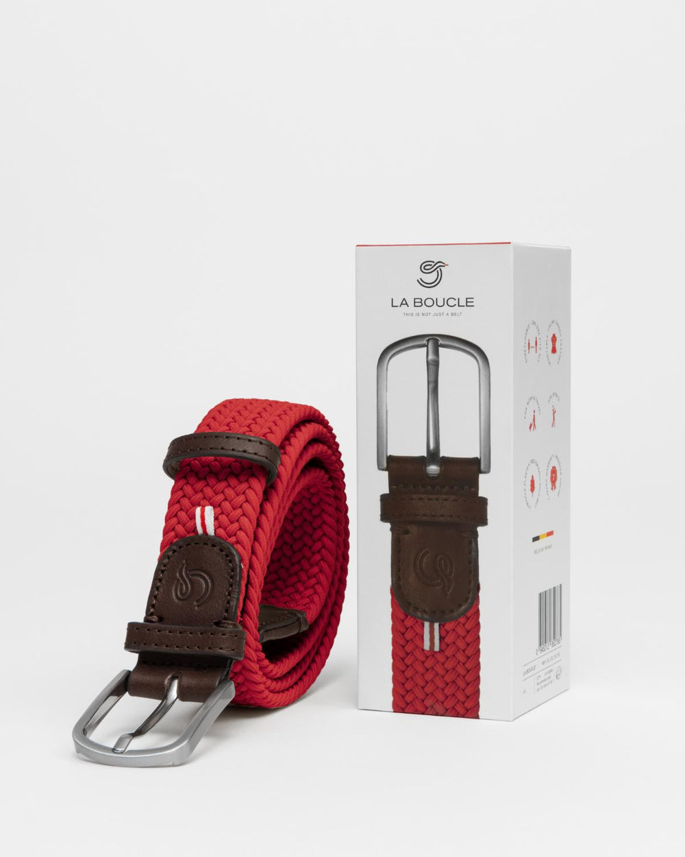 La Boucle riem BRUSSELS-Vegan leder-HEREN SCHOENEN & RIEMEN-Rood
