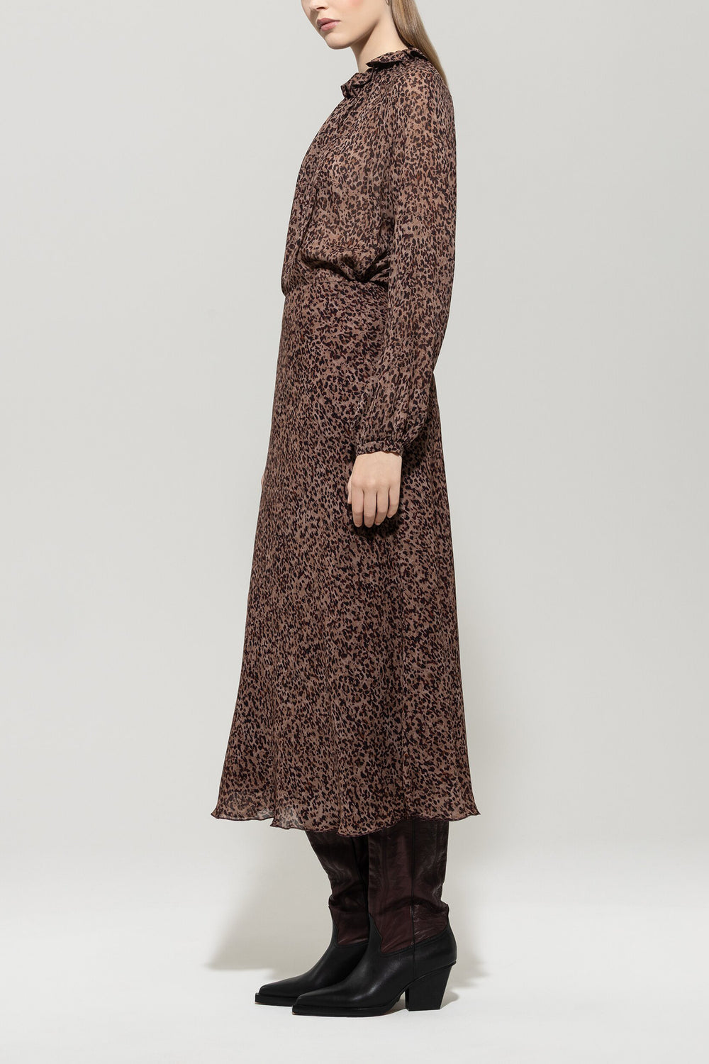 Luisa Cerano A‑lijn Rok – Bruin-100% viscose-DAMES ROKKEN-Bruin