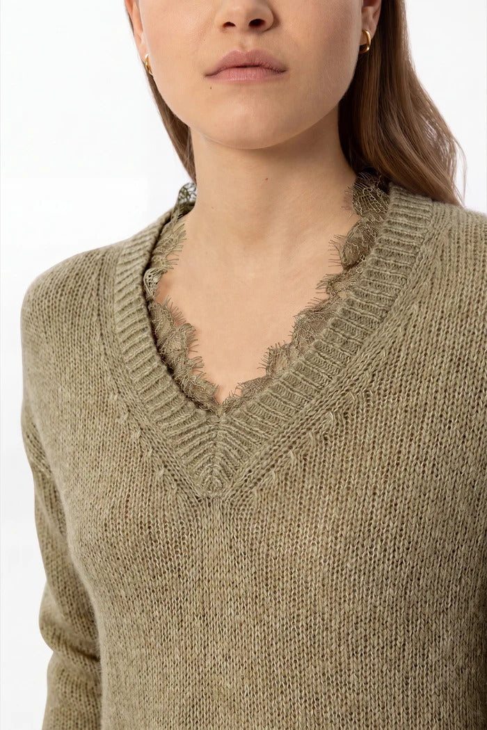 Luisa Cerano Alpaca Blend Trui met V-hals – Beige-44% polyamide, 34% alpaca wol, 22% wol-DAMES TRUIEN & VESTEN-Beige