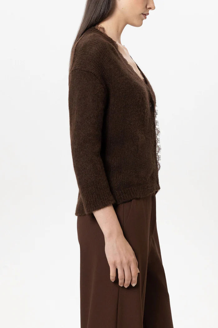 Luisa Cerano Alpaca Blend Vest – Bruin-44% polyamide, 34% alpaca wol, 22% wol -DAMES TRUIEN & VESTEN-Bruin