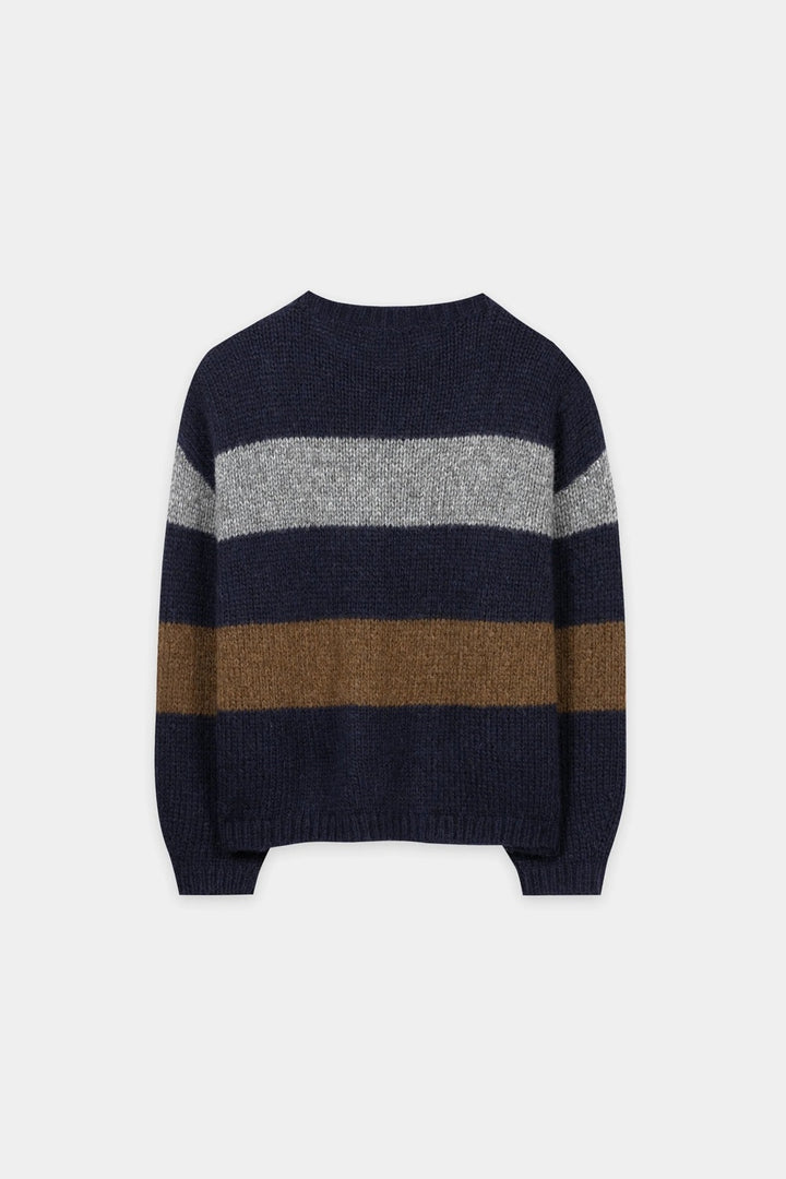 Luisa Cerano Alpaca Trui met Patroon – Blauw-44% polyamide, 34% alpaca, 22% wol-DAMES TRUIEN & VESTEN-Divers