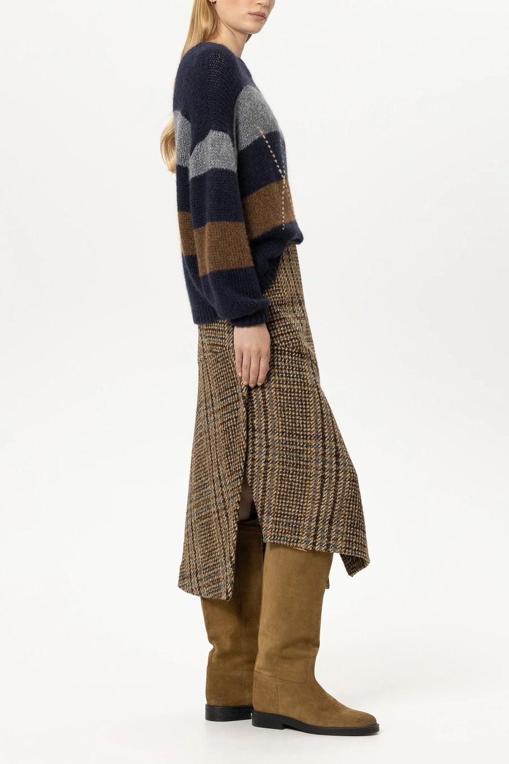 Luisa Cerano Alpaca Trui met Patroon – Blauw-44% polyamide, 34% alpaca, 22% wol-DAMES TRUIEN & VESTEN-Divers