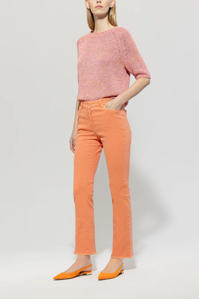 Luisa Cerano Authentic Babyflare-98% katoen, 2% elasthaan-DAMES BROEKEN-Oranje