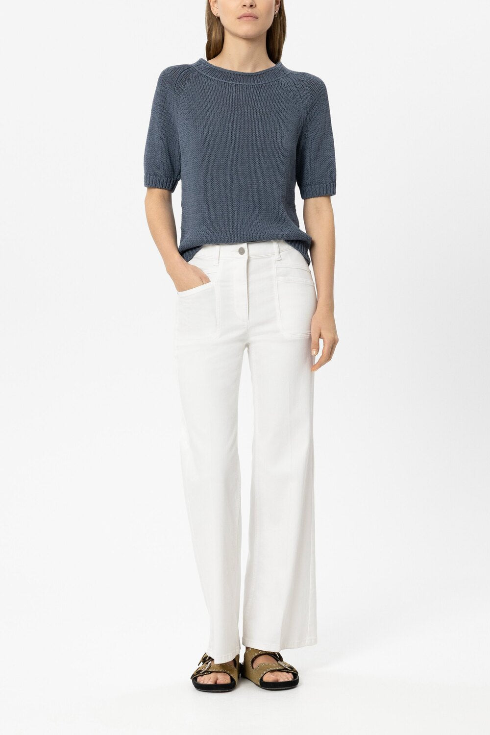 Luisa Cerano Authentic flared jeans – Wit-89% katoen, 9% elastomultiester, 2% elastaan-DAMES BROEKEN-Wit