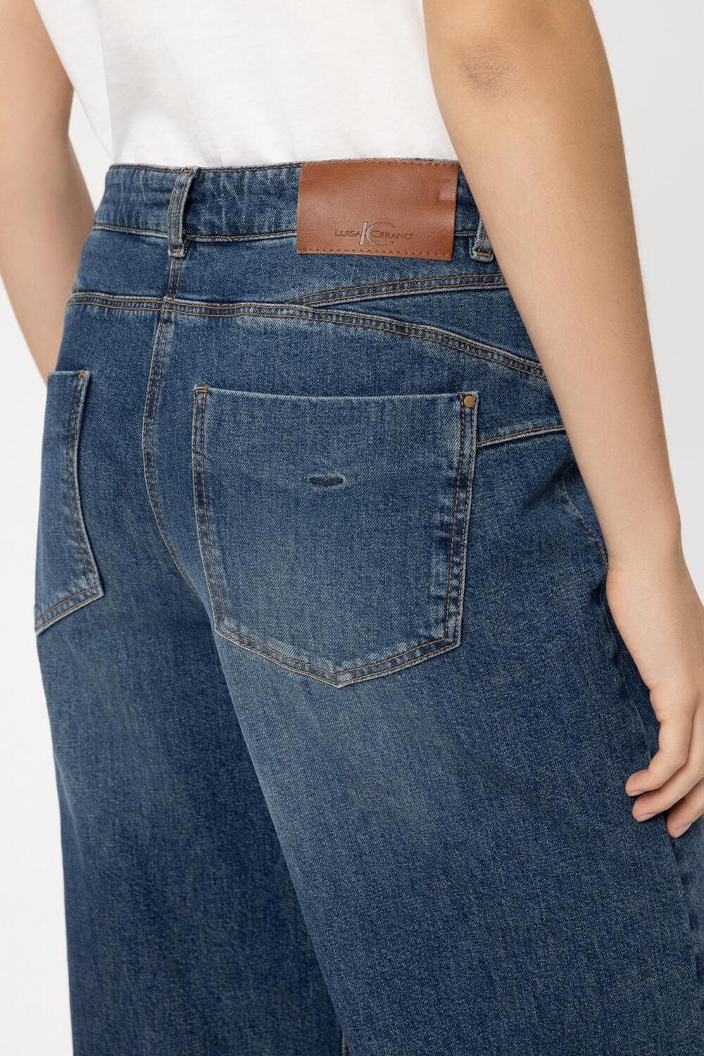 Luisa Cerano Authentic Wide Leg Denim – Blauw-98% katoen, 2% elastaan-DAMES BROEKEN-Blauw
