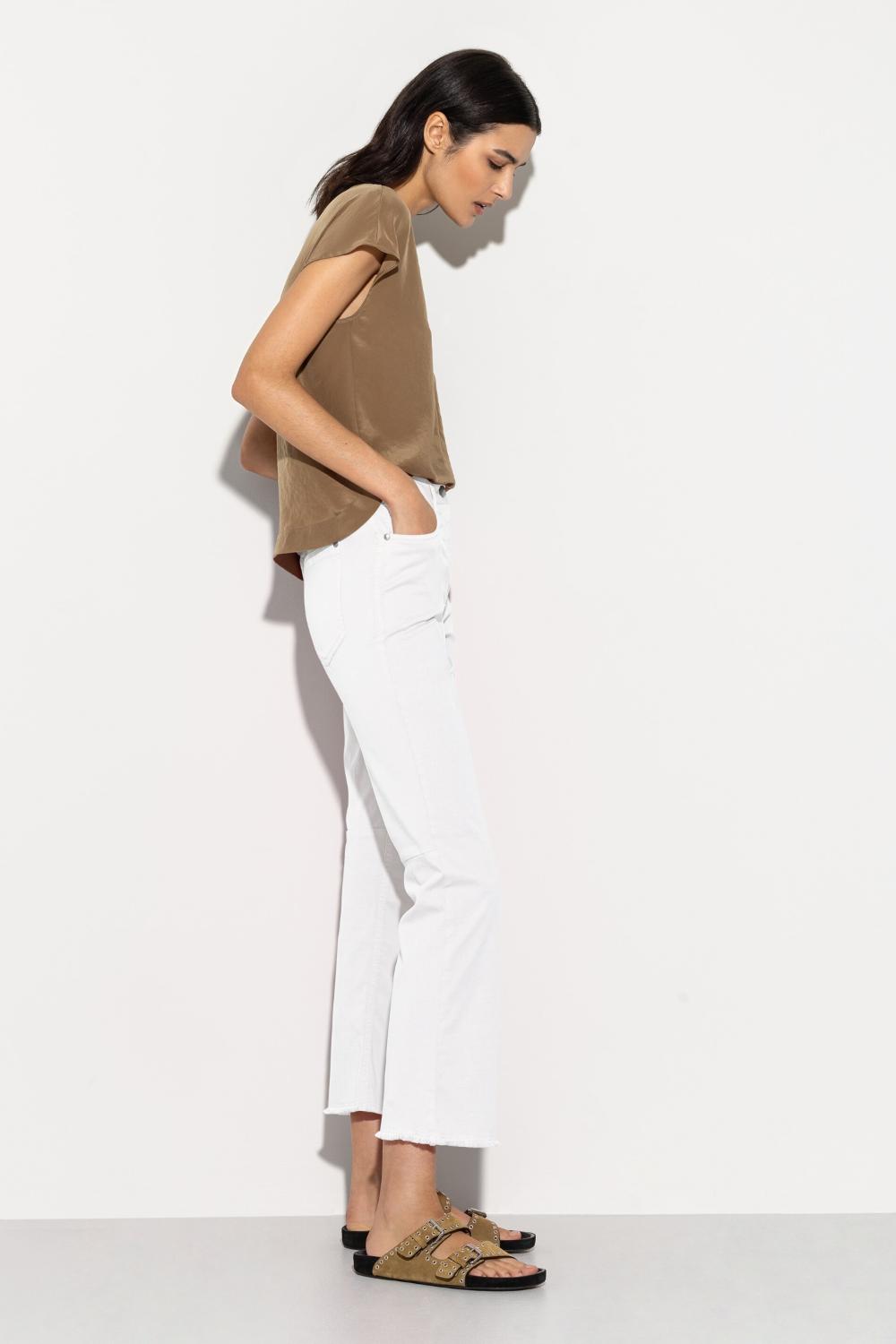 Luisa Cerano baby flare denim-96% katoen, 4% elasthaan-DAMES BROEKEN-Wit