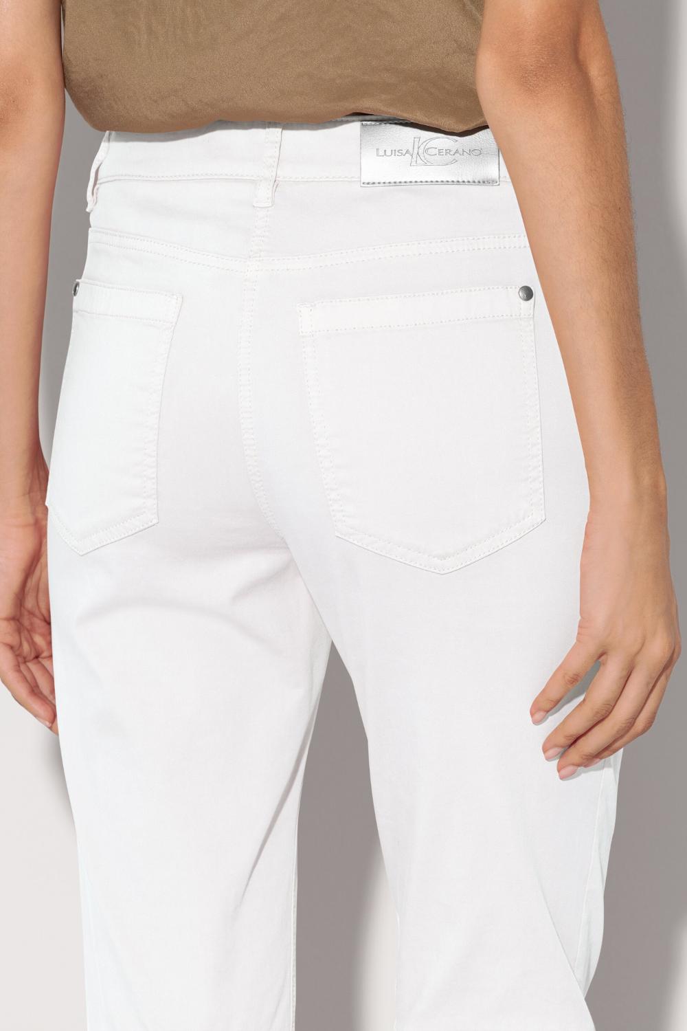 Luisa Cerano baby flare denim-96% katoen, 4% elasthaan-DAMES BROEKEN-Wit