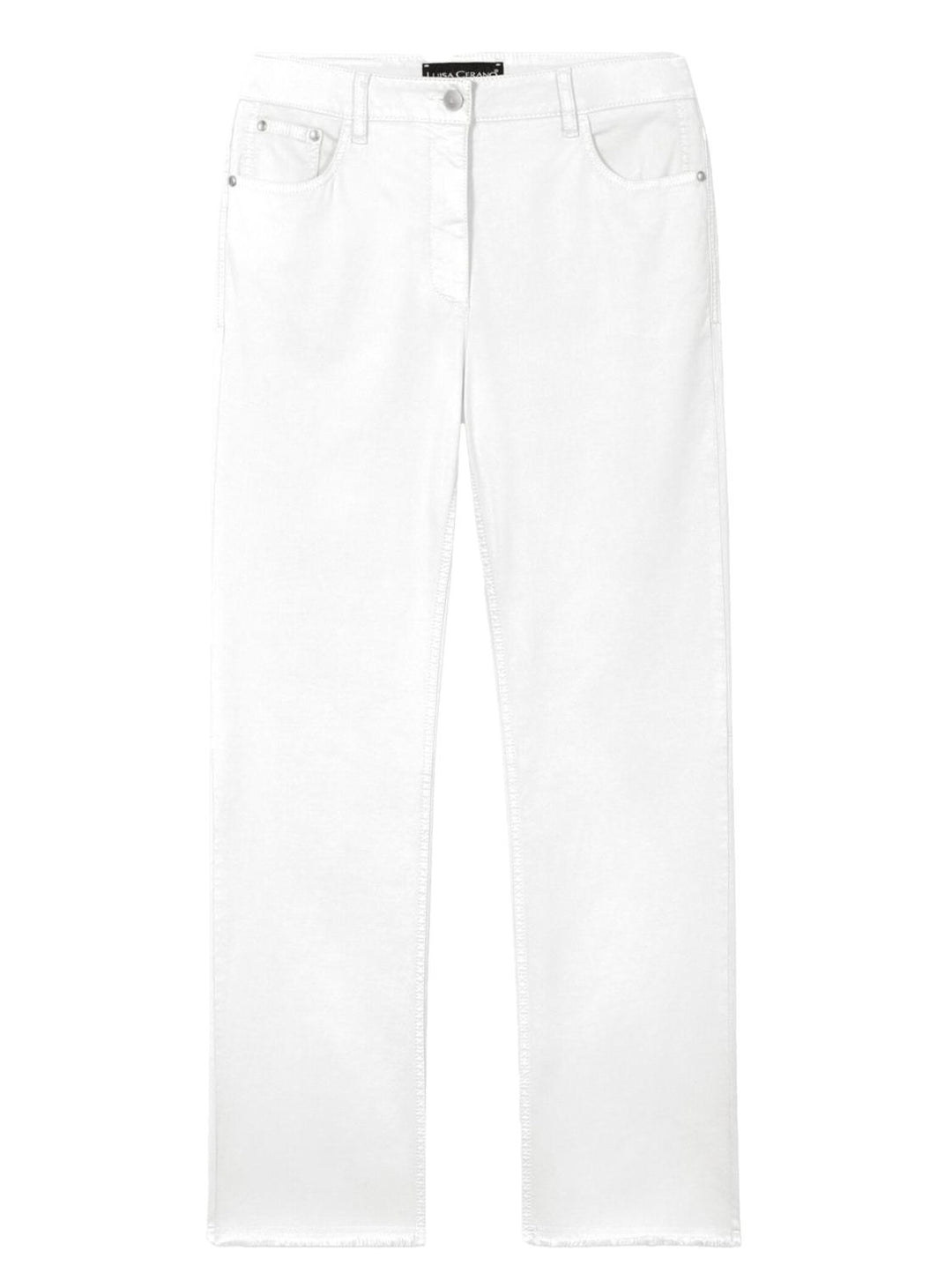 Luisa Cerano baby flare denim-96% katoen, 4% elasthaan-DAMES BROEKEN-Wit