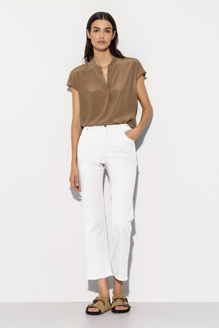 Luisa Cerano baby flare denim-96% katoen, 4% elasthaan-DAMES BROEKEN-Wit