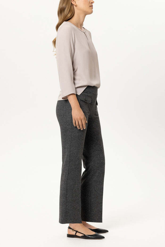 Luisa Cerano Baby Flare Pantalon – Antraciet- 32% Polyester, 25% Polyamid, 25% Viskose, 14% Wolle, 4% Elasthan-DAMES BROE