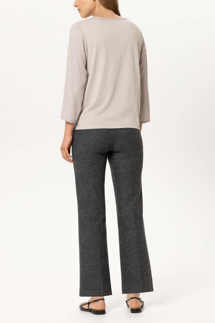Luisa Cerano Baby Flare Pantalon – Antraciet- 32% Polyester, 25% Polyamid, 25% Viskose, 14% Wolle, 4% Elasthan-DAMES BROE