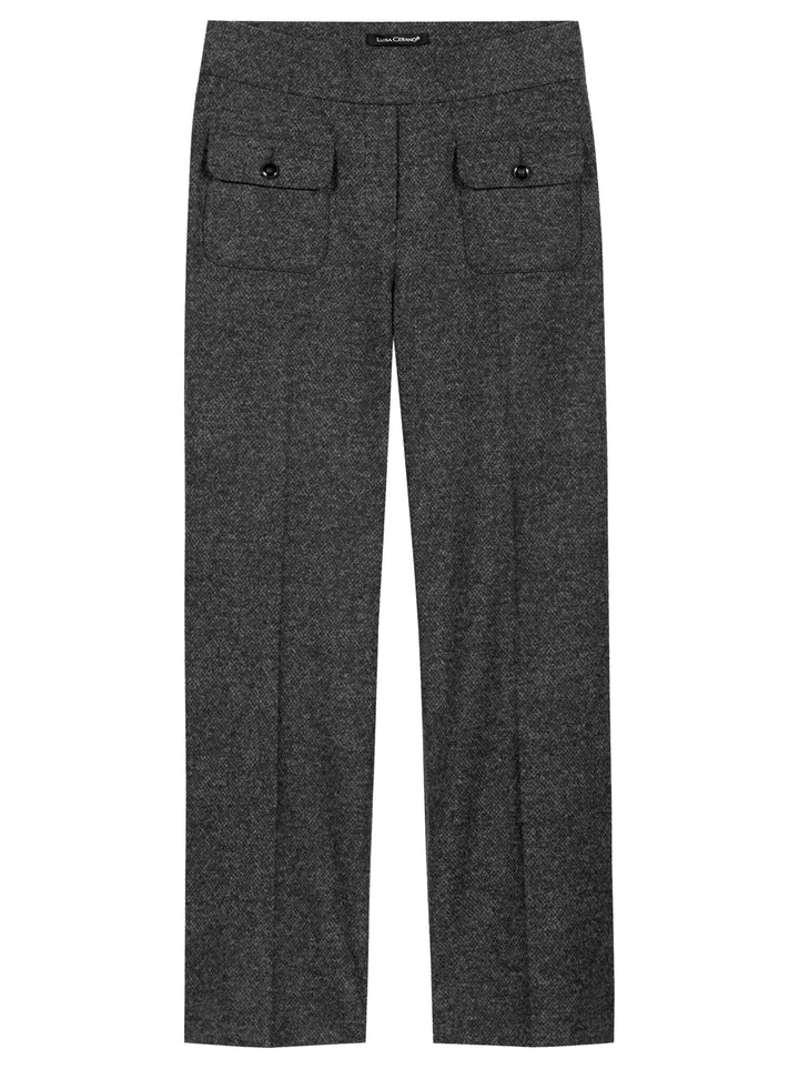 Luisa Cerano Baby Flare Pantalon – Antraciet- 32% Polyester, 25% Polyamid, 25% Viskose, 14% Wolle, 4% Elasthan-DAMES BROE