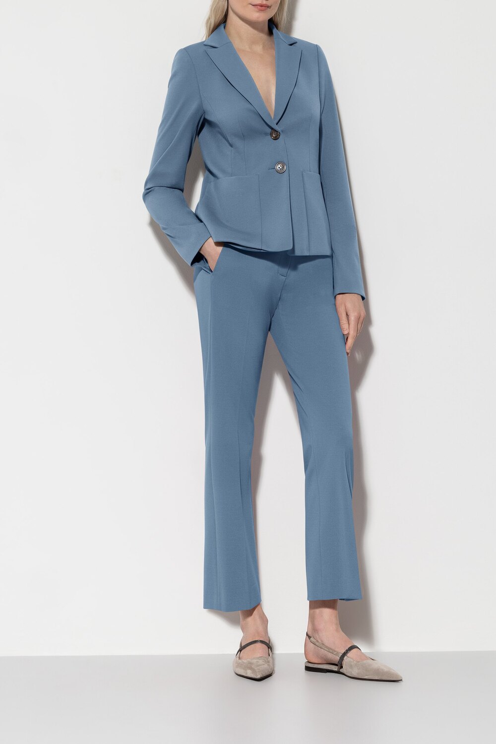 Luisa Cerano babyflare Punto-Milano-Materiaal buitenkant: 53% viscose, 41% Polyamide, 6% elastaan-DAMES BROEKEN-Blauw