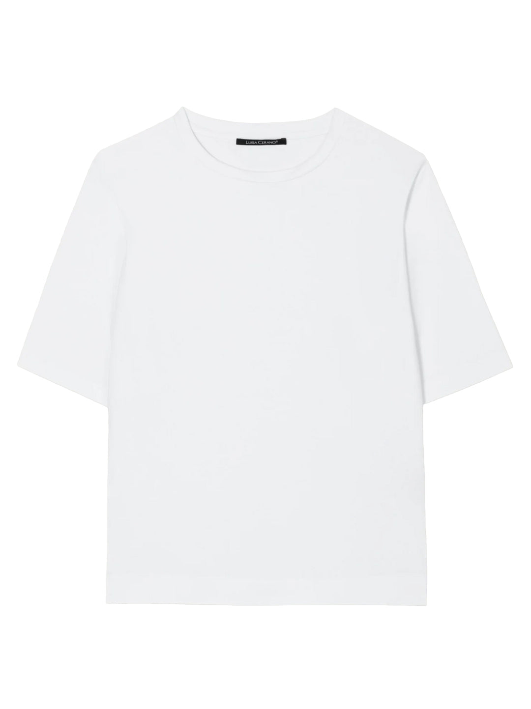 Luisa Cerano Basic T-shirt Korte Mouw – Wit-100% katoen-DAMES TOPS & BLOUSES-Wit