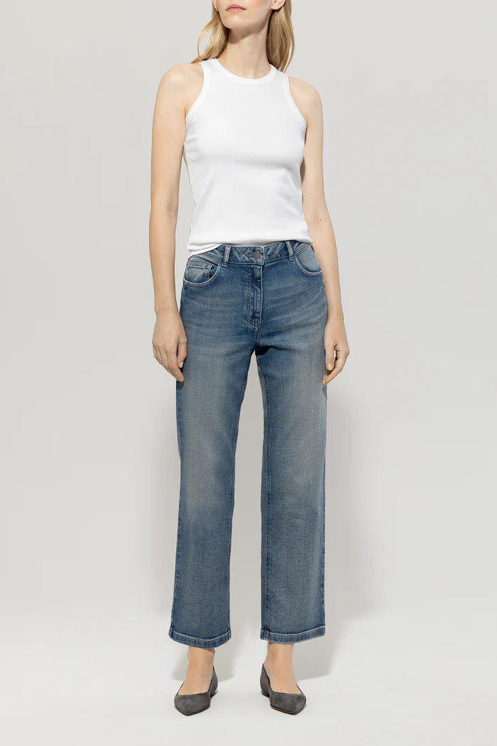 Luisa Cerano Basic Top – Wit-97% katoen, 3% elasthaan-DAMES TOPS & BLOUSES-Wit