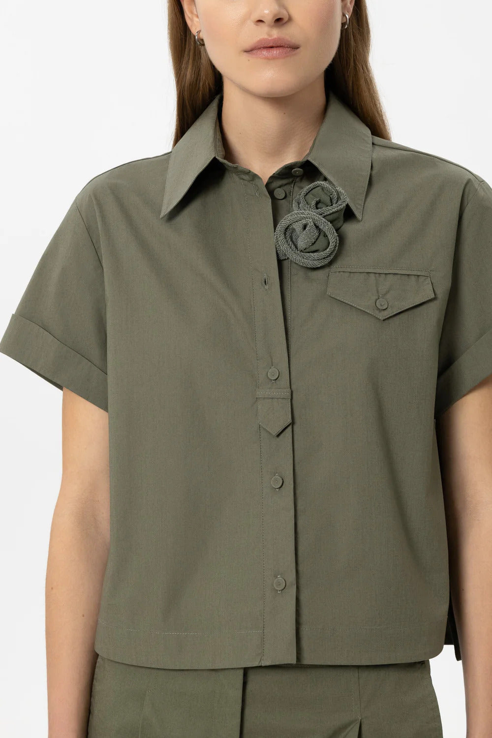 Luisa Cerano bloemenbroche – Groen-DAMES ACCESSOIRES-Groen