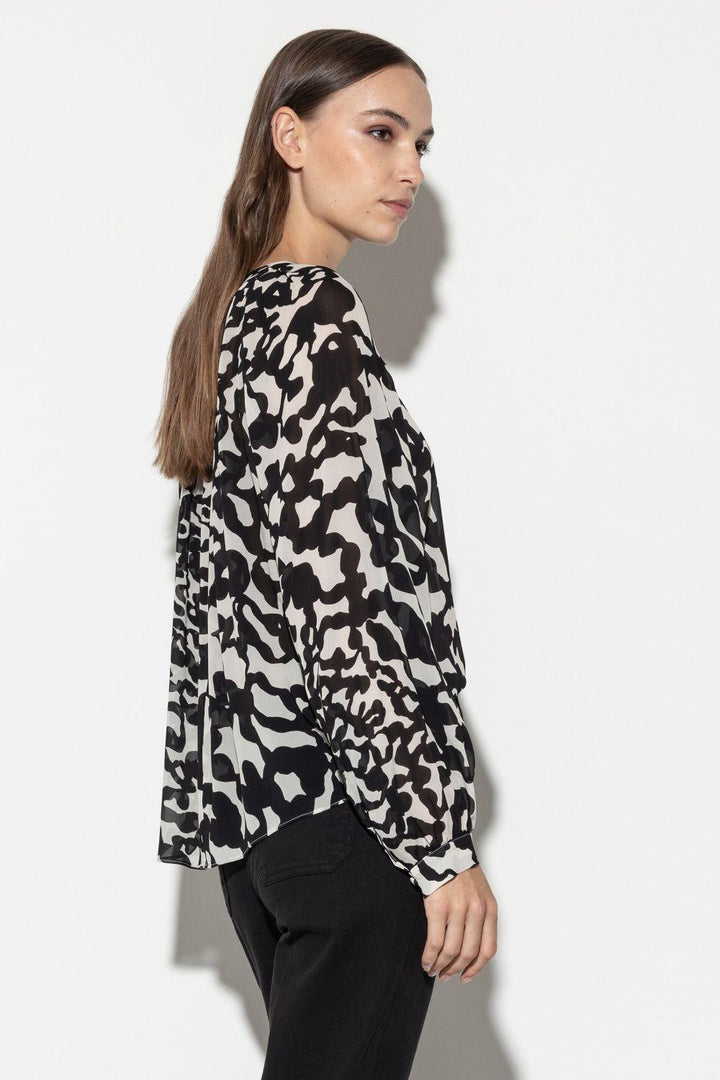 Luisa Cerano blouse-100% viskose-DAMES TOPS & BLOUSES-Zwart