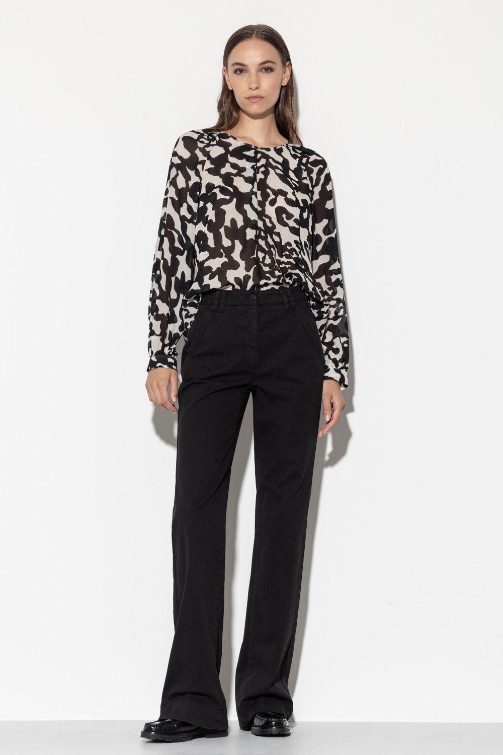 Luisa Cerano blouse-100% viskose-DAMES TOPS & BLOUSES-Zwart