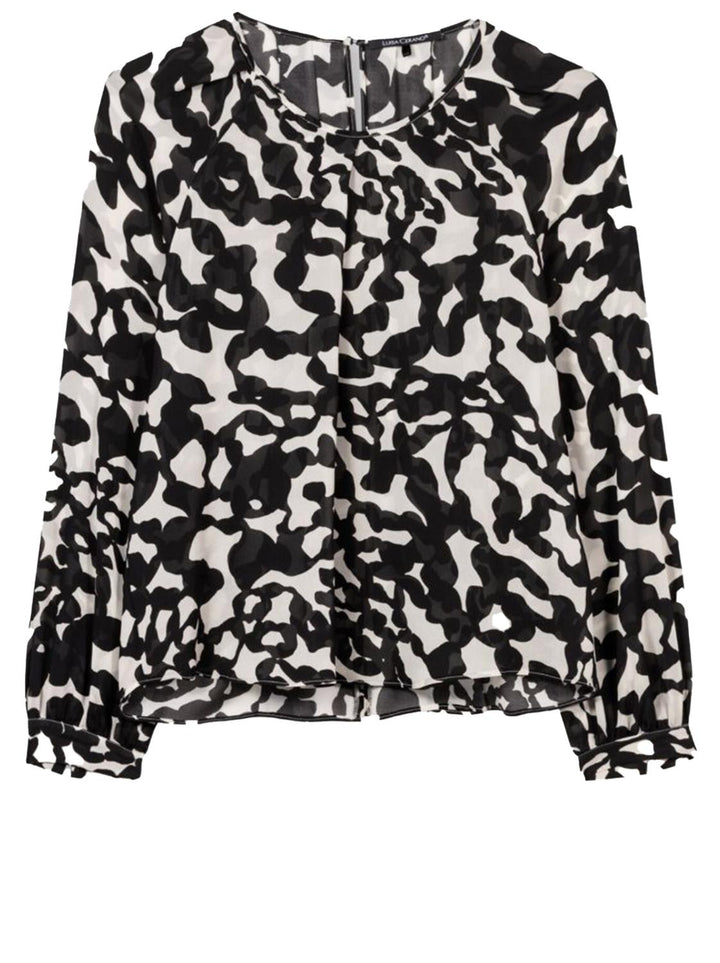 Luisa Cerano blouse-100% viskose-DAMES TOPS & BLOUSES-Zwart