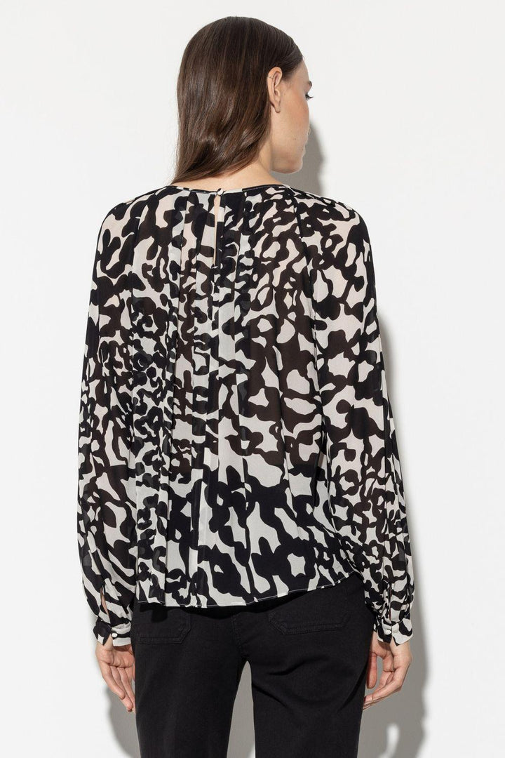 Luisa Cerano blouse-100% viskose-DAMES TOPS & BLOUSES-Zwart