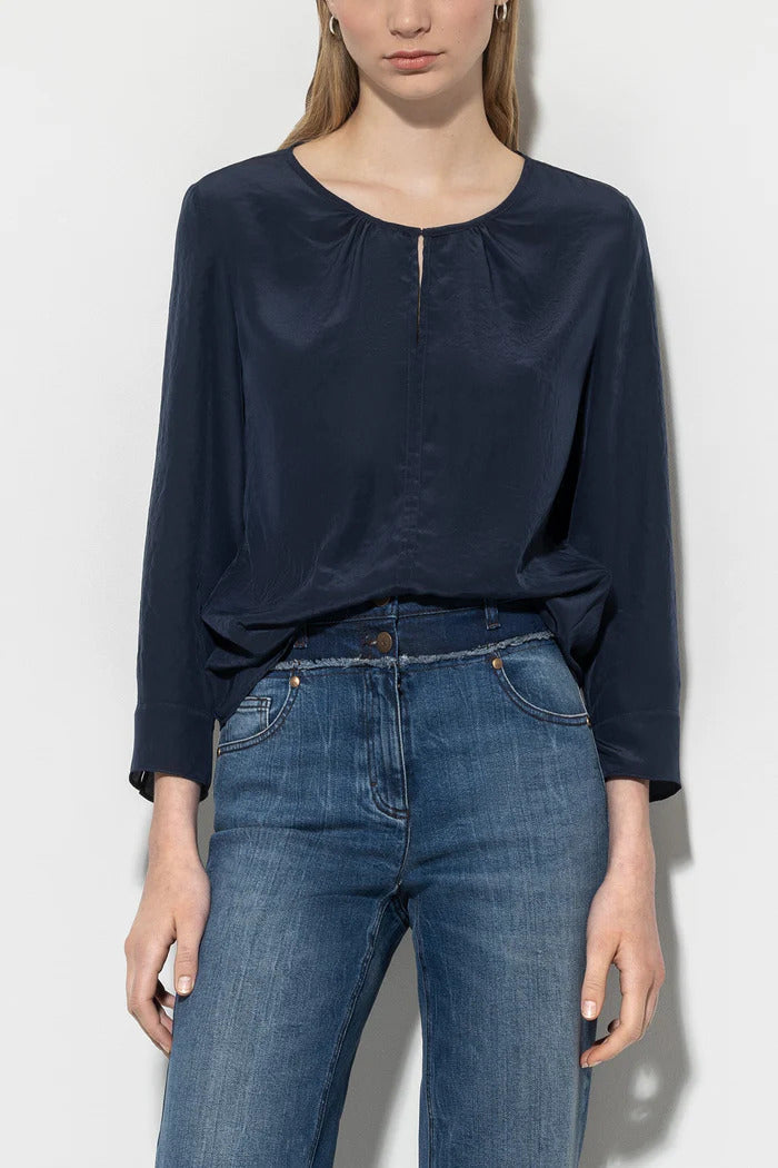 Luisa Cerano blouse 3/4 mouwen-100% Polyester-DAMES TOPS & BLOUSES-Blauw