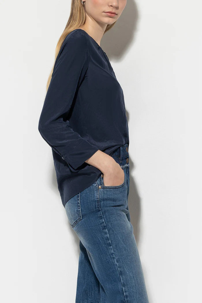 Luisa Cerano blouse 3/4 mouwen-100% Polyester-DAMES TOPS & BLOUSES-Blauw