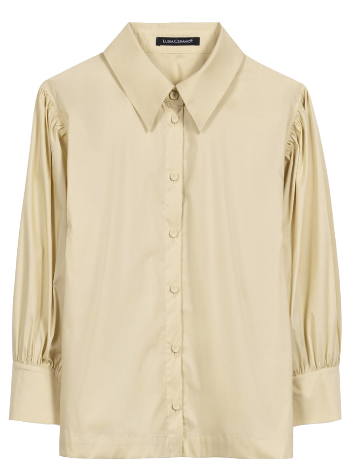 Luisa Cerano Blouse – Geel-65% katoen, 29% polyamide, 6% elastaan-DAMES TOPS & BLOUSES-Geel