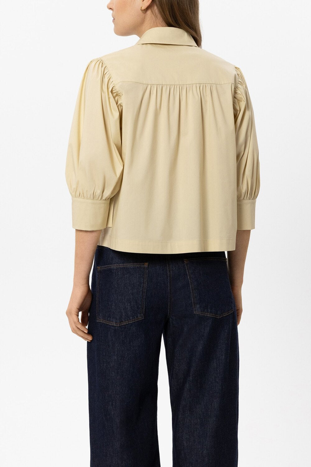 Luisa Cerano Blouse – Geel-65% katoen, 29% polyamide, 6% elastaan-DAMES TOPS & BLOUSES-Geel