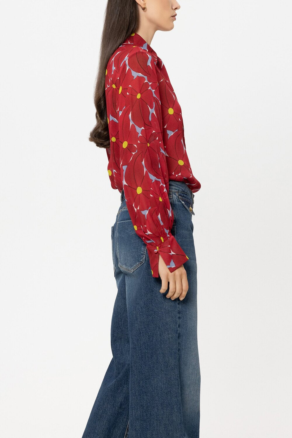 Luisa Cerano Blouse Lange Mouw – Bloemen -100% rayon-DAMES TOPS & BLOUSES-Divers