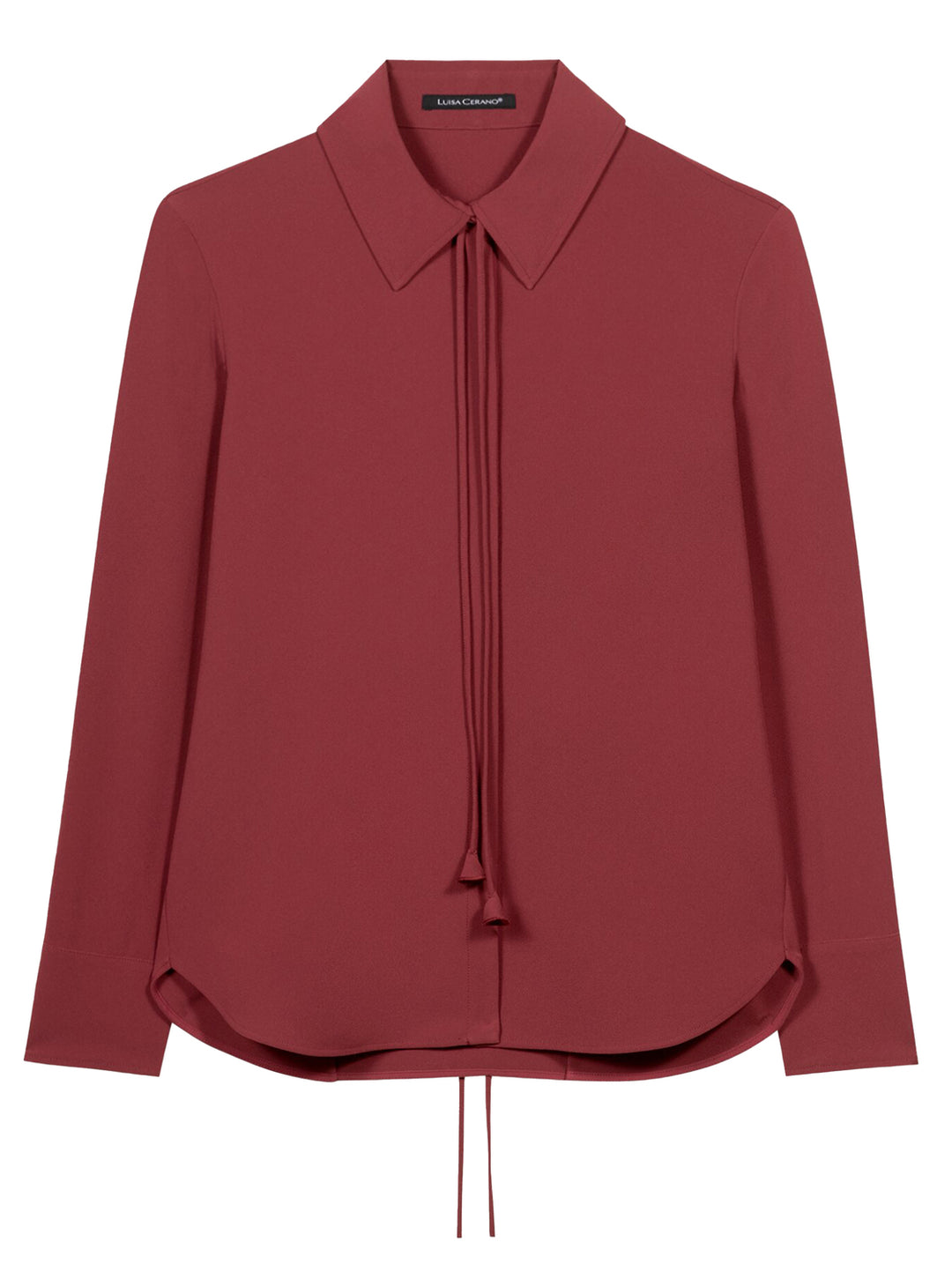 Luisa Cerano Blouse Lange Mouw – Bordeaux-92% polyester, 8% elasthaan-DAMES TOPS & BLOUSES-Rood