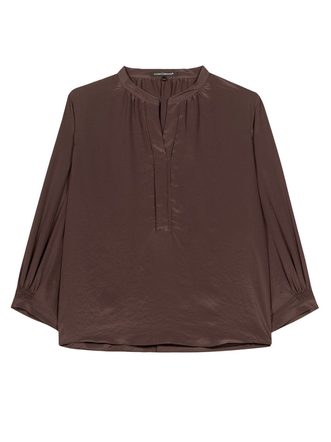 Luisa Cerano Blouse Lange Mouw – Bruin-100% polyester-DAMES TOPS & BLOUSES-Bruin