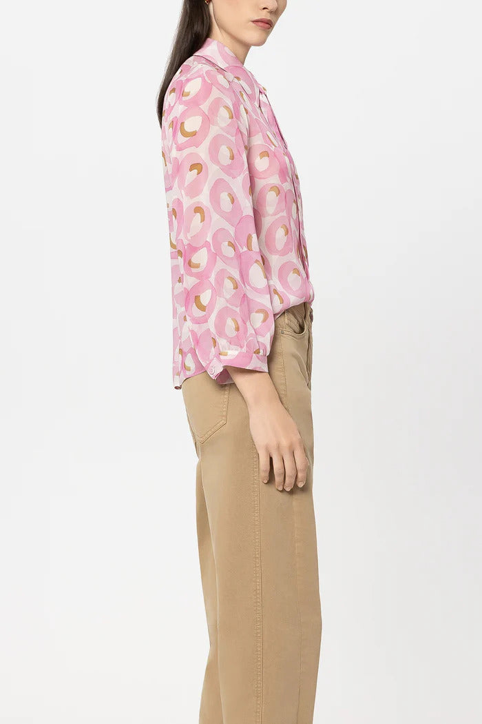 Luisa Cerano blouse lange mouw – Roze-100% viscose-DAMES TOPS & BLOUSES-Roze