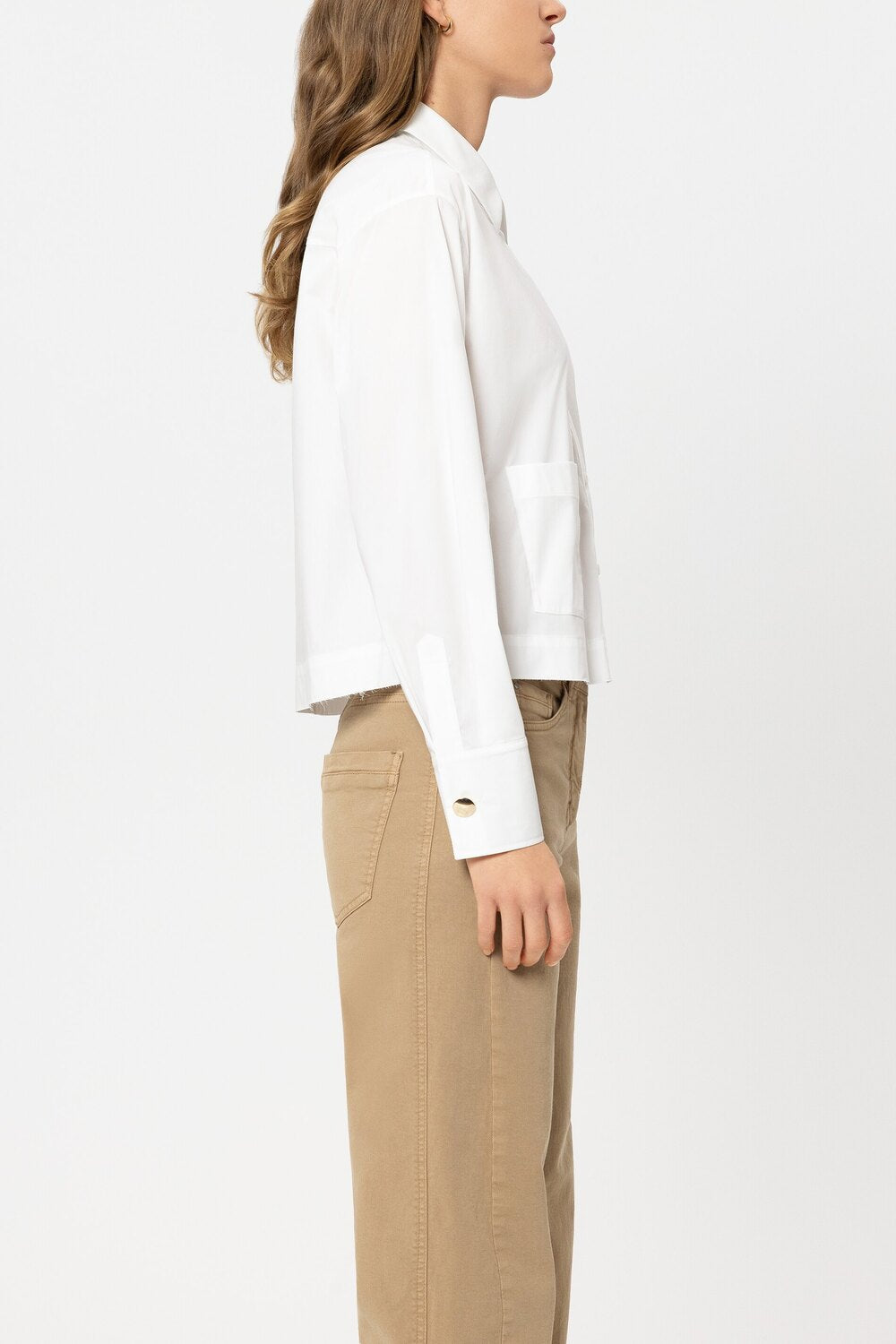 Luisa Cerano Blouse Lange Mouw – Wit-65% katoen, 29% polyamide, 6% elastaan-DAMES TOPS & BLOUSES-Wit