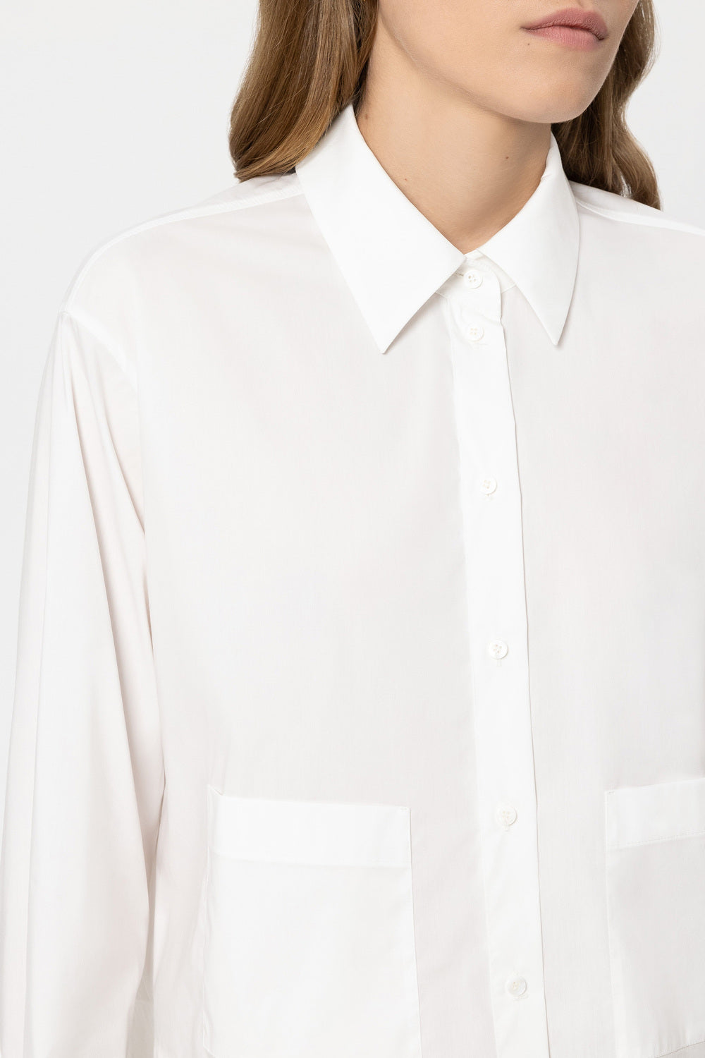 Luisa Cerano Blouse Lange Mouw – Wit-65% katoen, 29% polyamide, 6% elastaan-DAMES TOPS & BLOUSES-Wit