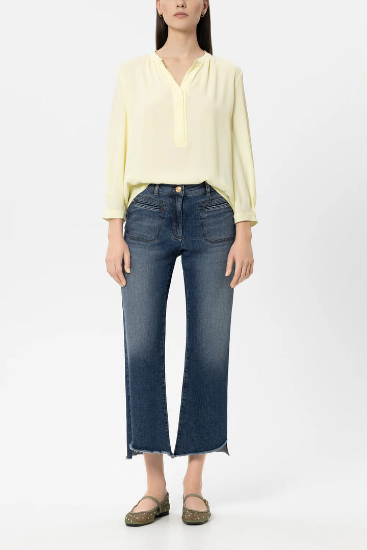 Luisa Cerano Blouse Linnen – Geel-69% acetaat, 31% zijde-DAMES TOPS & BLOUSES-Geel