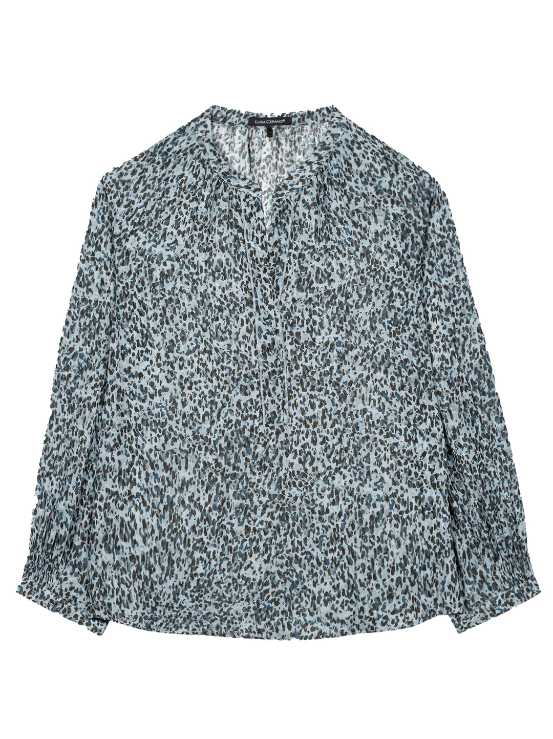 Luisa Cerano Blouse Met Dierenprint – Blauw-100% viscose -DAMES TOPS & BLOUSES-Blauw