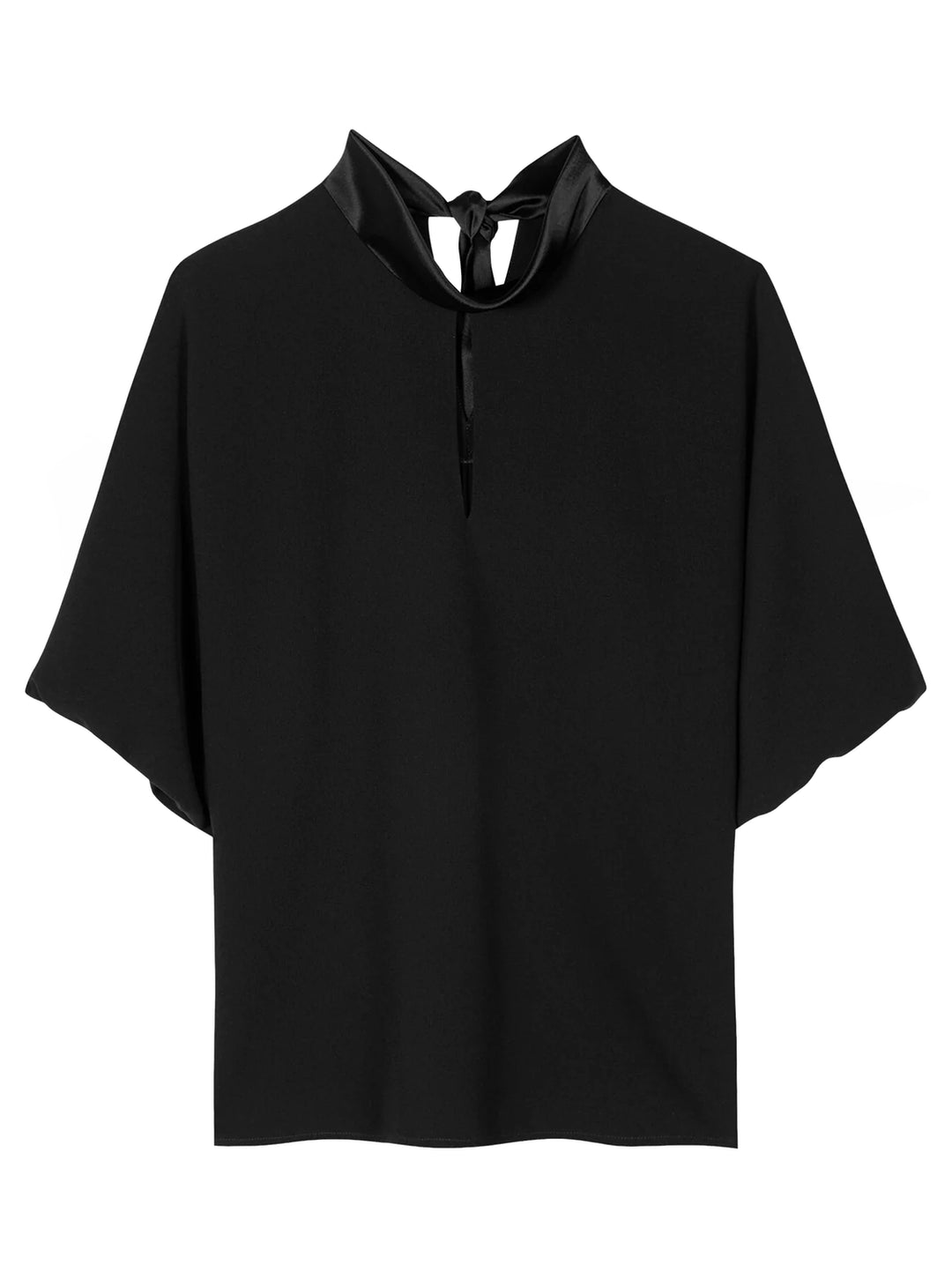 Luisa Cerano Blouse met Korte Mouwen – Zwart-69% tracetaat, 31% polyester-DAMES TOPS & BLOUSES-Zwart