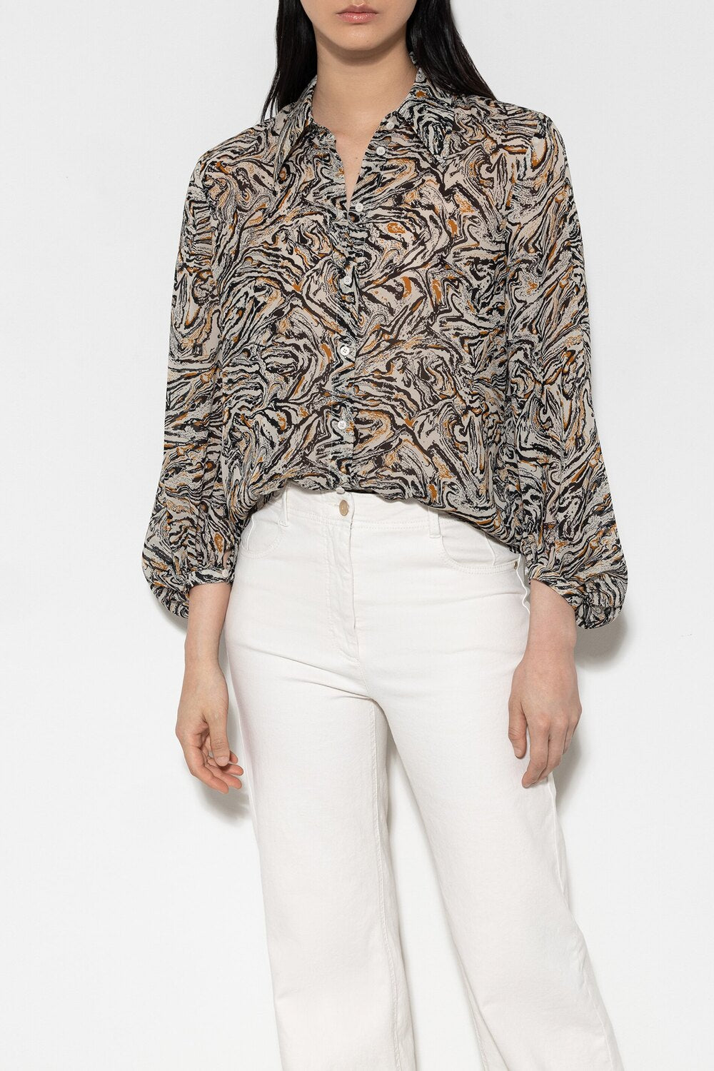 Luisa Cerano blouse met marmerprint-Buitenstof: 100% viscose<br /><br />Knopen: parelmoer<br /><br />Opmerkingen: bevat n