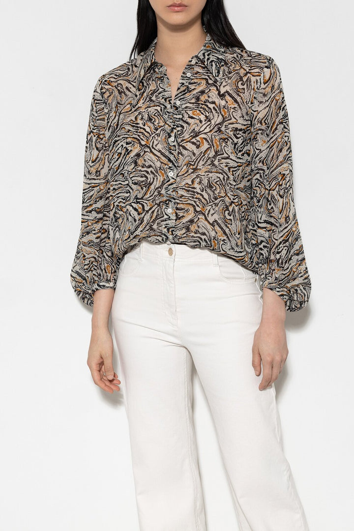 Luisa Cerano blouse met marmerprint-Buitenstof: 100% viscose<br /><br />Knopen: parelmoer<br /><br />Opmerkingen: bevat n