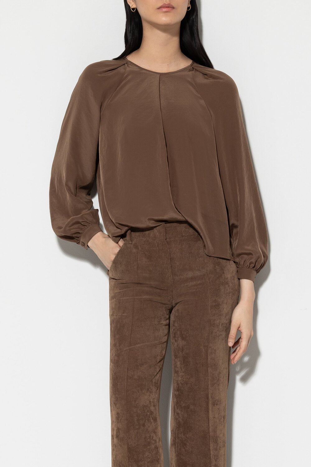 Luisa Cerano blouse met plooidetails-Hals: met knoopsluiting<br /><br />Zoom: ronde zoomlijn<br /><br />-DAMES TOPS & BLO