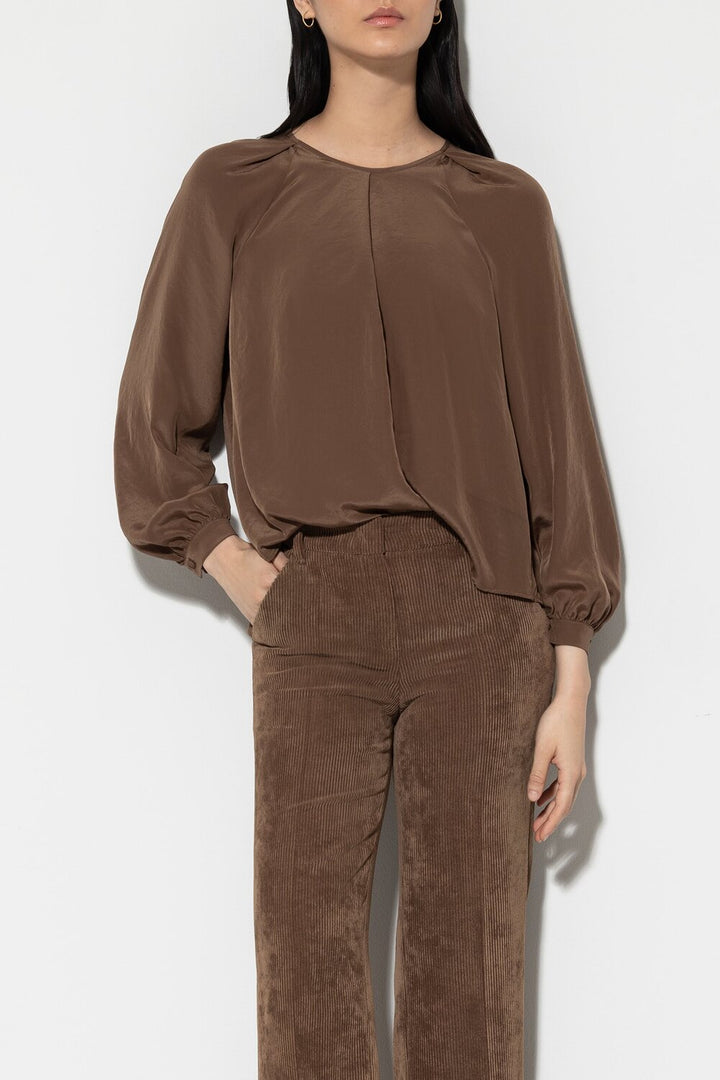 Luisa Cerano blouse met plooidetails-Hals: met knoopsluiting<br /><br />Zoom: ronde zoomlijn<br /><br />-DAMES TOPS & BLO