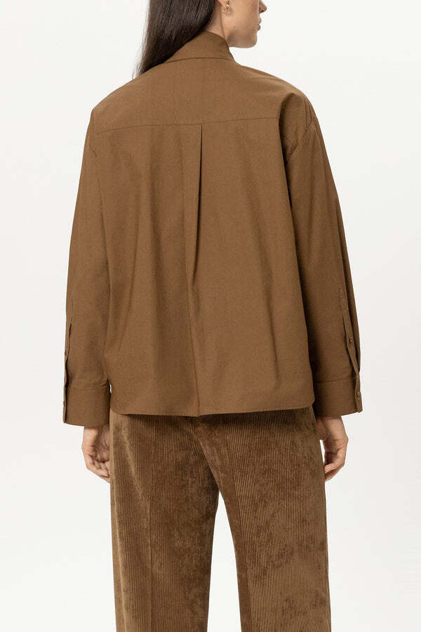 Luisa Cerano Blouse met Sjaalkraag – Bruin-100% katoen-DAMES TOPS & BLOUSES-Bruin