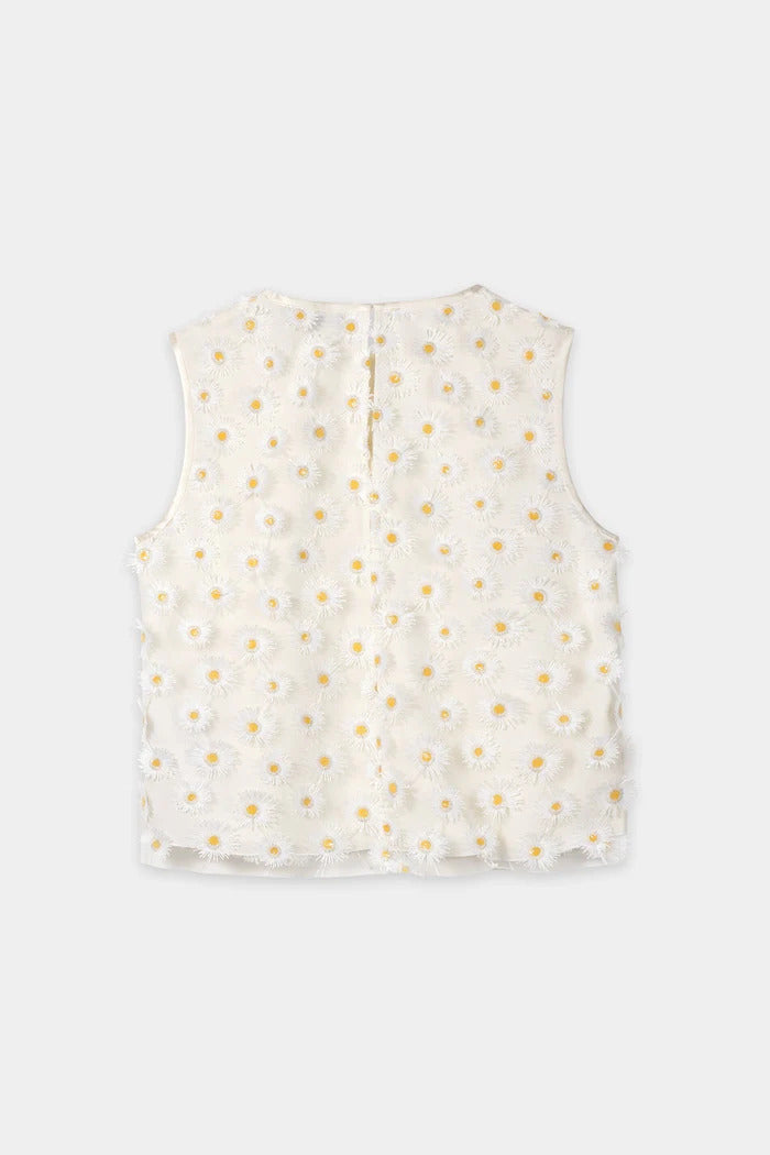 Luisa Cerano Blousetop met bloemen – Wit-100% polyester-DAMES TOPS & BLOUSES-Wit