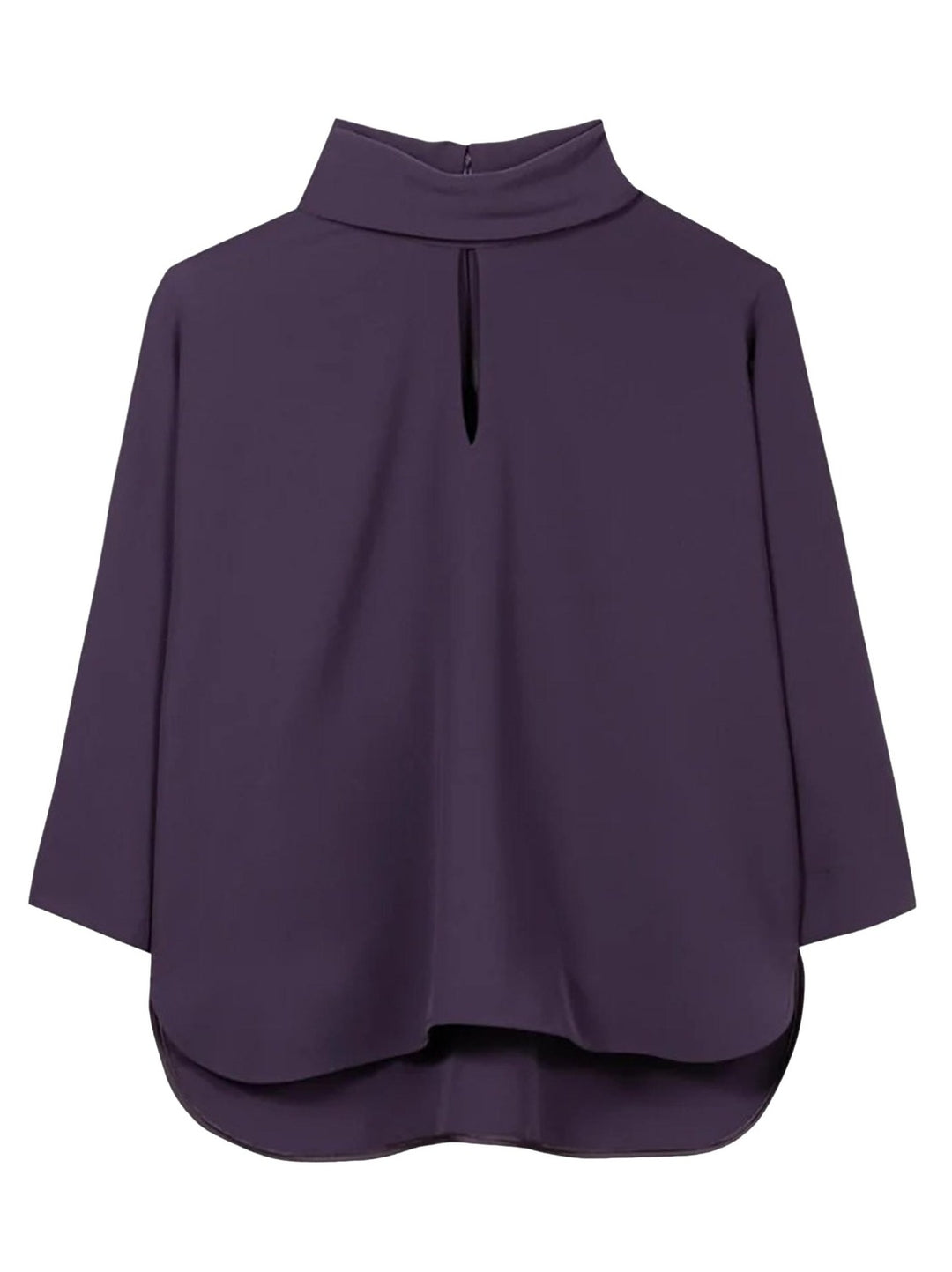 Luisa Cerano Blousetop met Korte Mouw – Paars-92% polyester, 8% elastaan-DAMES TOPS & BLOUSES-Paars