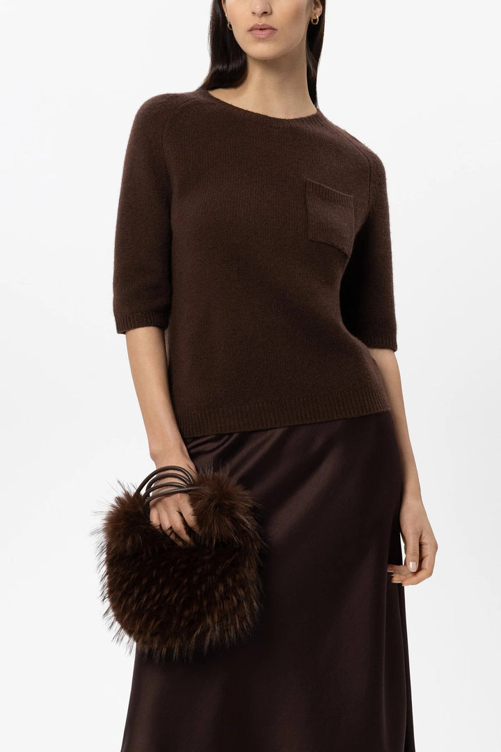 Luisa Cerano Boho Tas in Fur Look – Bruin-100% polyester-DAMES ACCESSOIRES-Bruin