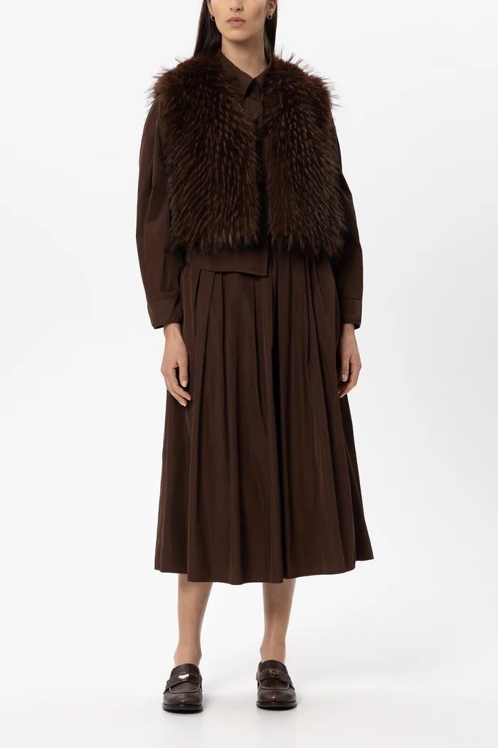 Luisa Cerano Boho Vest in Fur Look – Bruin-100% polyester-DAMES TRUIEN & VESTEN-Bruin