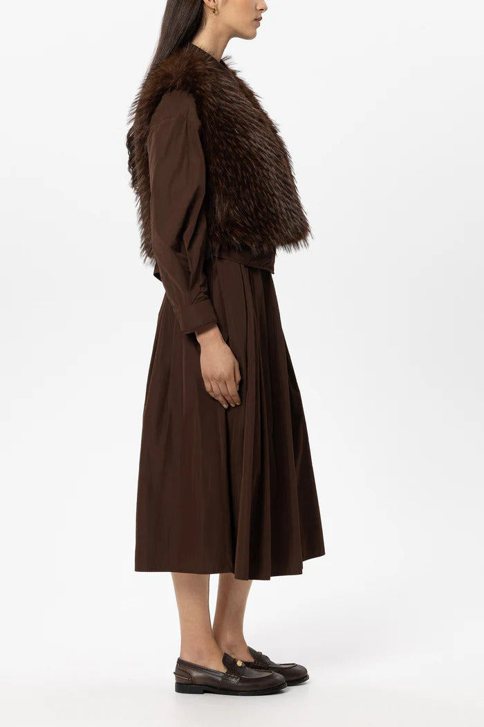 Luisa Cerano Boho Vest in Fur Look – Bruin-100% polyester-DAMES TRUIEN & VESTEN-Bruin